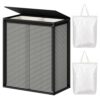 Double Laundry Hamper with Lid, 155L Large Laundry Basket 2 Section, Beige