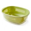 Double Layer Colander With Storage Basin, Green, Double-Layer Thickened