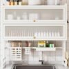 Double Layer Over Sink Dish Drying Rack with Dustproof Cover, Multi-Function Kitchen Drain Board Organizer