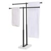 Double T-Shaped Floor Standing Towel Rack with Marble Base