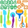 Dough Tools 24pcs Dough Tools Play for Kids Clay Accessories with Rolling Pins,Number Cutters,Roller,Safety Scissors,Plastic Knife