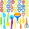 Dough Tools 35pcs Dough Tools Play for Kids Clay Accessories with Rolling Pins,Letter Cutters,Roller,Safety Scissors,Plastic Knife