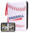 DOVEKERY Baseball Card Binder 4 Pocket, 440 Trading Cards Collection Folder with 55 Sleeves, Zipper Card Organizer Album for Sports, Football, Collectible Card, 4 Pockets