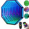 DPDZSW 3D Octagon Infinity Mirror Light with Remote Control, Wall-Mounted 3D Mirror Tunnel Light, Dimmable Multicolour LED Wall Mirror, for Christmas Party Room Wedding Decor 50cm