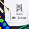 Dragon Li Cat Peeking Ex Libris Book Stamp, Duo Hand Mount, 1-5/8 Square