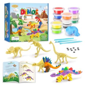 Drama Planet Dinosaur Air Dry Clay Kit for Kids, Make 5 Dinosaur Models