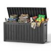 DRATO 100 Gallon Waterproof Deck Box Outdoor Storage Box with Wheels Black