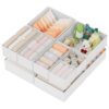 Drawer Organizer 10-Pack - Foldable Fabric Clothes Storage Bins, 3 Sizes Drawer Dividers for Underwear, Bras, Socks, Ties & Accessories (White,10)
