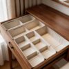 Drawer Organizer Set, PP Plastic Adjustable Storage Bins with Removable Dividers, Modular Interlocking Drawer Trays for Jewelry, Makeup, Utensils, Office Desk, Bedroom, Bathroom, Dorm - White Large