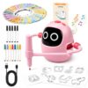 Drawing Robot for Girls Ages 4-8, 12 Themes Plus 220 Drawing Cards Learn to Draw Step by Step Drawing Machine, Built-in Music, 12 Color Markers, Montessori Painting Learning Toys