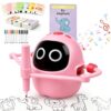 Drawing Robot for Kids, Smart AI Drawing Machine with 220 Cards & 12 Markers, Voice Interactive Montessori Painting Toy, DIY Arts & Crafts Christmas Birthday Gift for Boys & Girls Ages 3-8, Pink