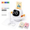 Drawing Robot Toys for Kids, 220 Flash Cards Gift for 3-8 Years Old Boys Girls, Montessori Doodle Art Painting with Voice Interactive for Beginners, Birthday (White)