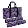 Drydeepin Purple Bat Spiderweb Halloween Print Quilted Mahjong Storage Bag
