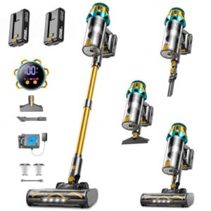 Dual-Battery Cordless Vacuum Cleaner 120 Mins(Eco) 58KPa 600W, Stick Vacuum