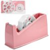 Dual Core 2-in-1 Weighted Office Tape Dispenser, Fits 3" & 1" Cores, Pink