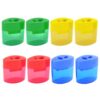 Dual Hole Pencil Sharpener 4 Pack,Manual Hand Sharpeners Clear Shavings Box