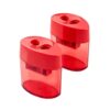 Dual Hole Pencil Sharpener with Lip, Portable Sharpener for Standard & Thick Pencils (Red (2 Pack))