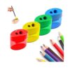 Dual Holes Compact Pencil Sharpeners with Lid, Oval, 4 Pack