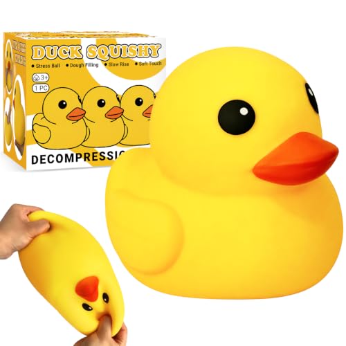 Duck Squishy Squeeze Toy, Jumbo Squishy Duck Stress Relief Toy for Adults, Dough Ball, Sensory Toys, Animal Squeeze Stress Balls Fidget Toys for Anxiety Relief, Squishies for Autism ADD/ADHD