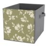 DuduYH Cream Floral on Green Cube Storage Bins