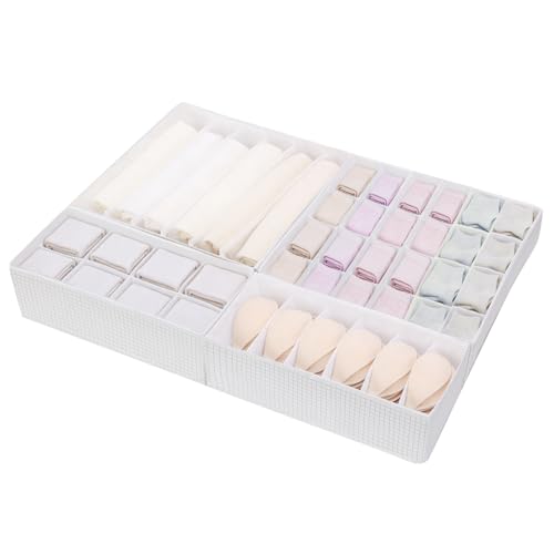 DUHEL Drawer Organizer Clothes for 4 Pack, Dresser Organizer for Baby Clothes, Underwear, Sock- Foldable Closet Organization and Storage Dividers Bins for Nursery, Bedroom (White)