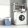DukyMot 2 Tier Over Washer Dryer Storage Rack, Laundry Bathroom Metal Shelf