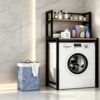 DukyMot Bathroom Laundry 2 Tier Over Washer Dryer Shelf, Metal Storage Rack