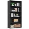 DUMOS 5-Tier Bookcase, 53 Inch Tall Open Bookshelf, Black