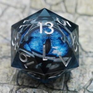 Dungeons and Dragons DND Dice D20, Moving Eyeball Liquid Core Dice Set D&D 33MM Oversized D20 Single Sharp Edge Resin dice with Gift Case, Polyhedral Dice for Role Playing Game