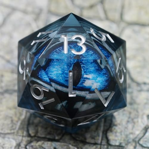 Dungeons and Dragons DND Dice D20, Moving Eyeball Liquid Core Dice Set D&D 33MM Oversized D20 Single Sharp Edge Resin dice with Gift Case, Polyhedral Dice for Role Playing Game