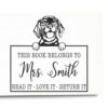Duo Hand Peeking Beagle This Book Belongs to Stamp
