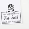 Duo Hand Peeking Bernese Mountain Dog This Book Belongs to Stamp