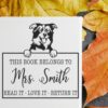 Duo Hand Peeking Border Collies This Book Belongs to Stamp
