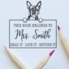 Duo Hand Peeking Boston Terrier This Book Belongs to Stamp