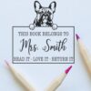 Duo Hand Peeking French Bulldog This Book Belongs to Stamp