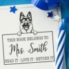 Duo Hand Peeking German Shepherd This Book Belongs to Stamp