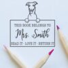 Duo Hand Peeking Greyhound This Book Belongs to Stamp