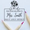 Duo Hand Peeking Saint Bernard This Book Belongs to Stamp