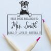 Duo Hand Peeking Schnauzer This Book Belongs to Stamp