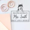 Duo Hand Peeking Siberian Husky This Book Belongs to Stamp