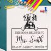 Duo Hand Peeking Weimaraner This Book Belongs to Stamp