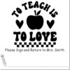 Duo Hand Spark Joy Checkerboard Teacher Sign and Return Stamp