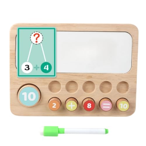 DuskHaven Children Arithmetic Board Wooden Learning Board Educational Board Counting Board with Green Marker and Erasable Surface to Support Reusable Learning, Digital Calculation Learning Board