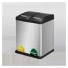 Dustbin Dry and Wet Garbage Classification Trash Bin Large Capacity Pedal Opening Lid Garbage Can Stainless Steel Sorting Trash Can 4.2 Gallons/6.3 Gallons Trash Can (Size : Silver-24L) (Silver)