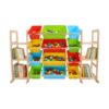 DUTTIETY Multi-Tier Book Shelf with 12 Removable Storage Bins, Bookshelf and Toy Storage Organizer Multi-Tier Toy Storage Rack for Bedroom Playroom Organization Room Decor-Colorful