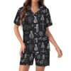 DXITROMI Button Up Pajamas for Women Set, Satin Pjs Set Science Lab Print