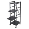 DYNAMI 4-Tier Metal Rolling Storage Cart with Pull-Out Shelves (Black)