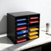 DYNAMI Black Classroom Mailbox 12 Slots,PVC Desktop Literature Organizers