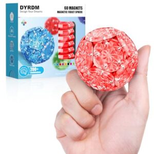 DYRDM Magnetic Fidget Sphere, Premium Magnetic Fidget Toy and Desk Toy for Stress Relief and Focus, Creative Geometric Desk Accessory for Adults and Office Relaxation Red
