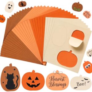 Eaasty 108 Pcs Pumpkin Cutouts for Fall Crafts and Classroom Decor, 4 Color Precut Fall Cardstock Paper Shapes in 3 Designs, Pumpkin Die Cut for Halloween Thanksgiving Bulletin Boards
